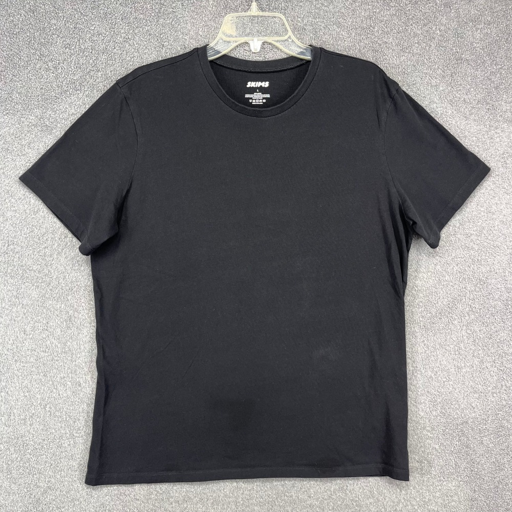 SKIMS Cotton Crewneck T-Shirt Mens Large Black Short Sleeve Relaxed Basic‎ Tee